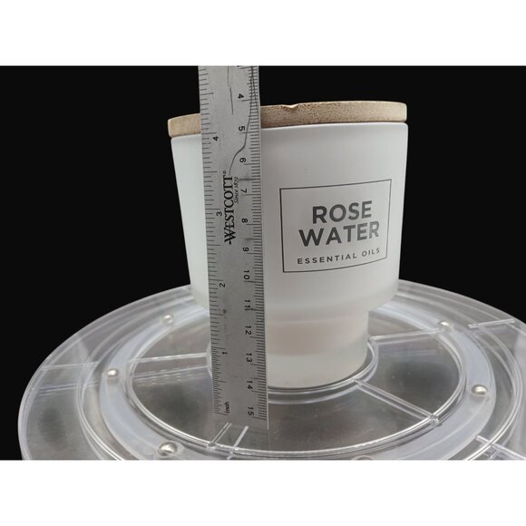 Wolf Lamb W L Rose Water Essential Oils 13 Oz Candle Wooden Lid Frosted Glass Ja - Picture 12 of 13